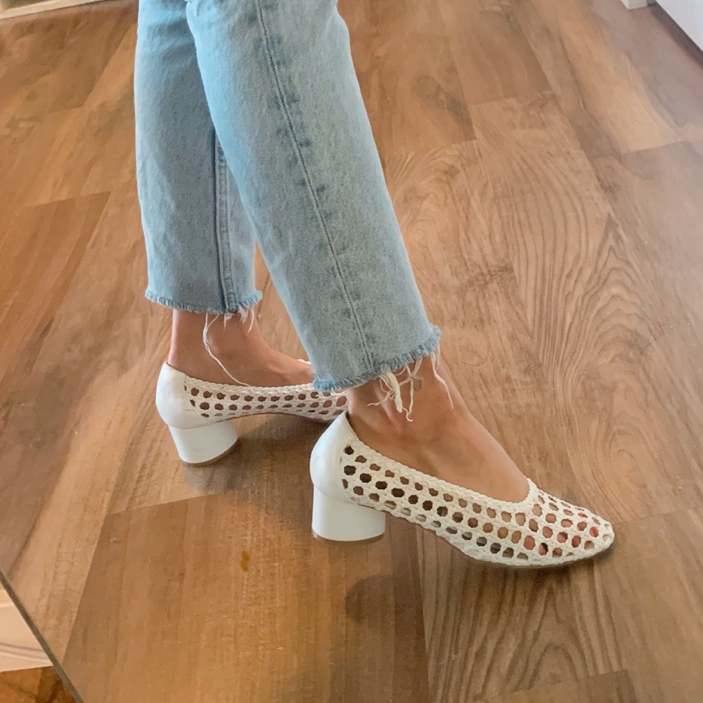 Topshop woven white kitten heels